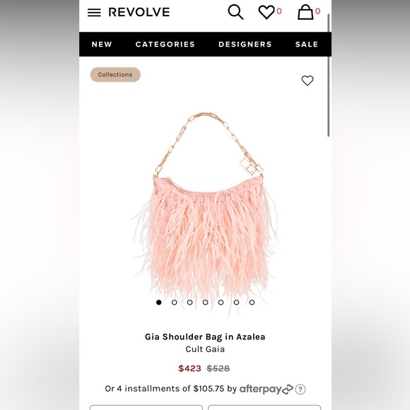 Cult Gaia pink ostrich feather- Gia Shoulder Bag Azalea - Picture 15 of 15